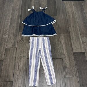 Jessica Simpson BoHo legging with tassel strap Jean like top with crochet trim